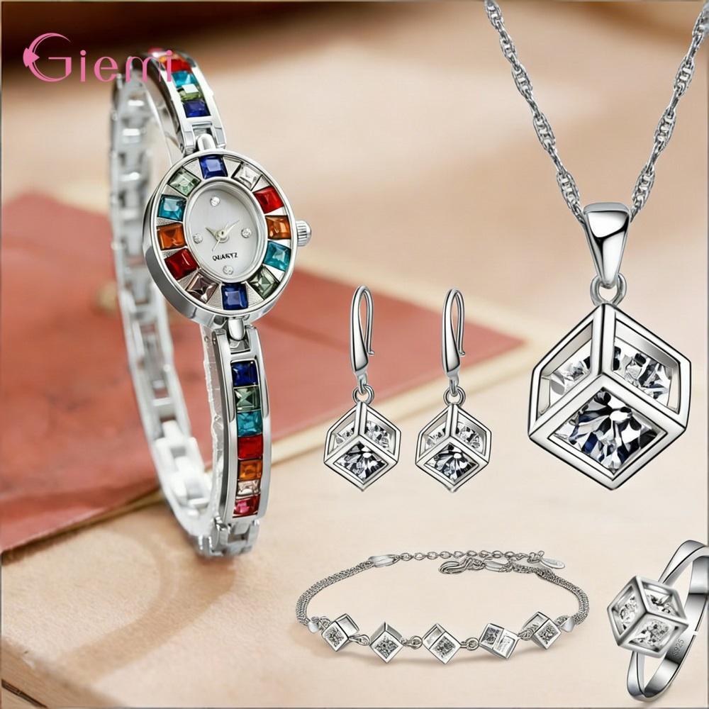 Best Jewelry Watches Women - Pretty 925 Sterling Silver Geometry Crystal