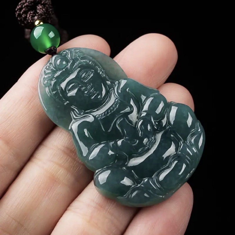 Jewelry & Watches Bench - Genuine A-grade Guanyin Buddha , blue