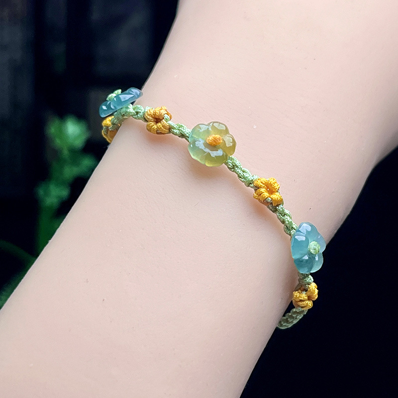 Jewelry & Watches Bench - Myanmar Jadeite Flower Bracelet Real Jewelry