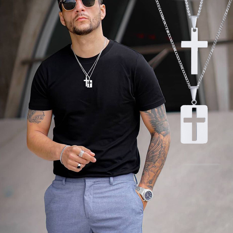 Mens Dog Tag Necklace - Áo Cổ Trụ, Đeo Chéo Cắt