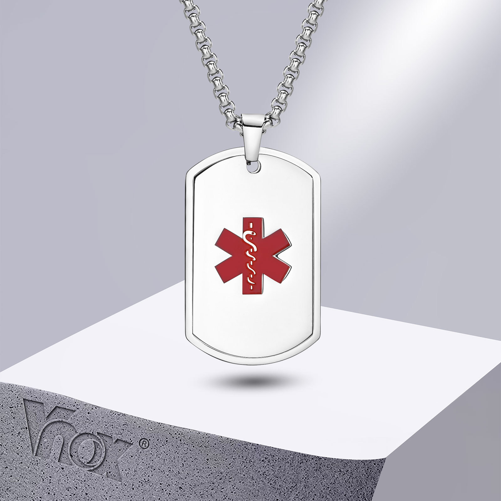 Vnox Medical Alert ID Necklace - đánh giá và giá Mens Dog Tag Necklace