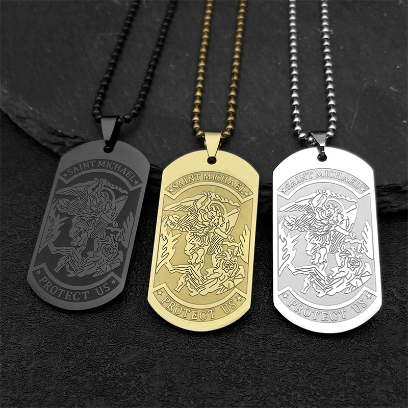 SAINT MICHAEL PROTECT US Archa - đánh giá và giá Mens Dog Tag Necklace