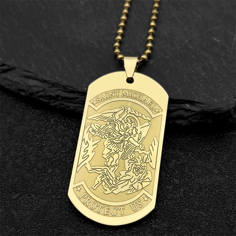 SAINT MICHAEL PROTECT US Archa - đánh giá và giá Mens Dog Tag Necklace