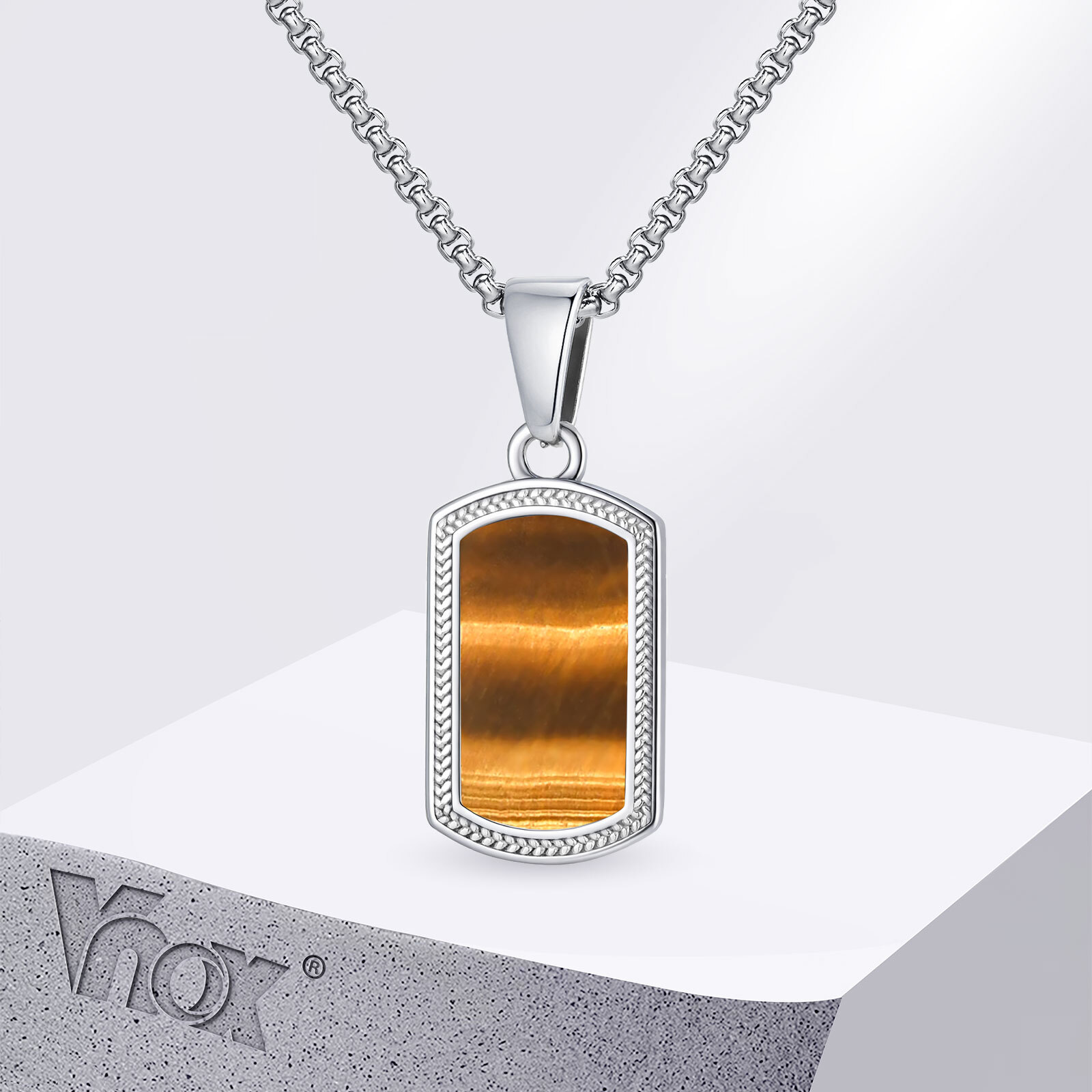 Vnox Stainless Steel Tiger Eye - đánh giá và giá Mens Dog Tag Necklace